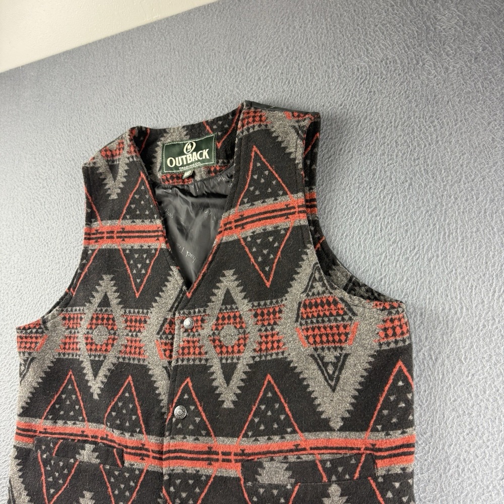 Outback Trading Company Vest Mens M Orange Aztec Owen Western Snaps Cowboy 29737